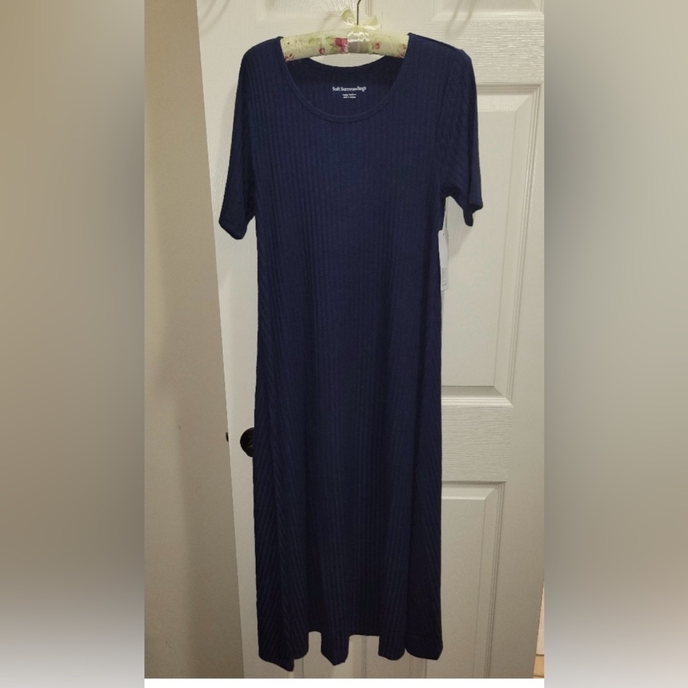 Soft Surroundings Deep Blue Long Sleeve Dress